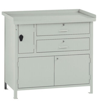 Banco da lavoro con 2 cassetti e 1 vano 100x67x90cm grigio