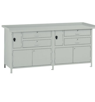 Banco da lavoro con 4 cassetti e 2 vani 200x67x90cm grigio