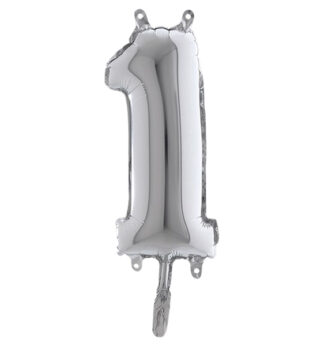 Palloncino in mylar h.36cm numero "1" argento Big Party