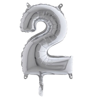 Palloncino in mylar h.36cm numero "2" argento Big Party