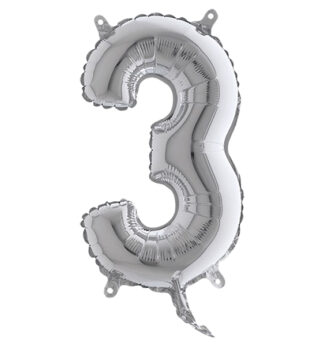 Palloncino in mylar h.36cm numero "3" argento Big Party