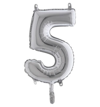 Palloncino in mylar h.36cm numero "5" argento Big Party