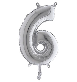 Palloncino in mylar h.36cm numero "6" argento Big Party