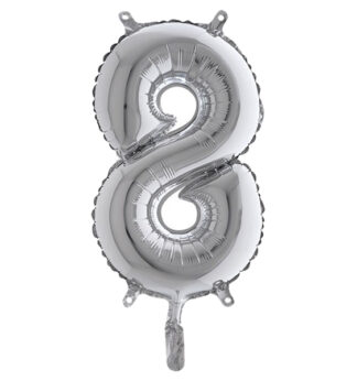 Palloncino in mylar h.36cm numero "8" argento Big Party