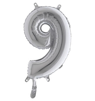 Palloncino in mylar h.36cm numero "9" argento Big Party