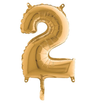 Palloncino in mylar h.36cm numero "2" oro Big Party