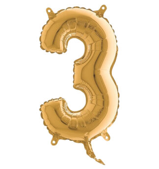 Palloncino in mylar h.36cm numero "3" oro Big Party