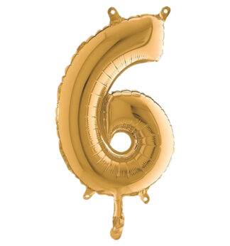 Palloncino in mylar h.36cm numero "6" oro Big Party