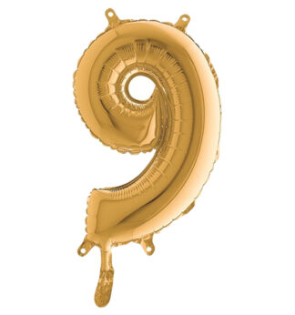 Palloncino in mylar h.36cm numero "9" oro Big Party
