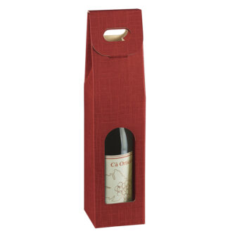 Scatola 1 bottiglia 90x90x385mm Seta bordeaux Scotton