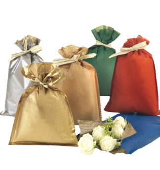 50 buste regalo in carta 45gr. 25x40cm 5 colori assortiti natale