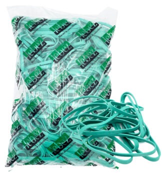 Elastico fettuccia in gomma verde Ø100 T8 in sacchetto da 1KG Lebez