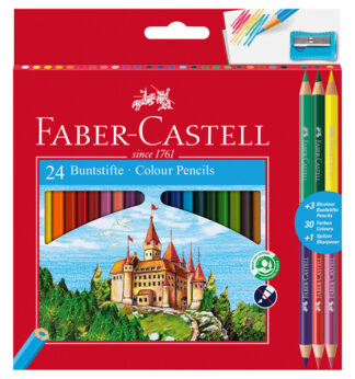 Astuccio 24 matite colorati eco Il Castello+3 bicolor Faber Castell
