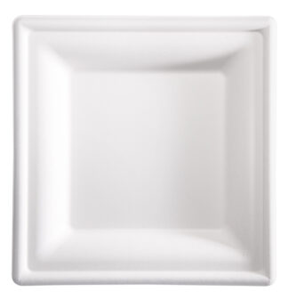 50 Piatti quadrati monouso in canna da zucchero 20x20cm bianco Signor Bio