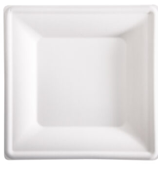 50 Piatti quadrati monouso in canna da zucchero 26x26cm bianco Signor Bio