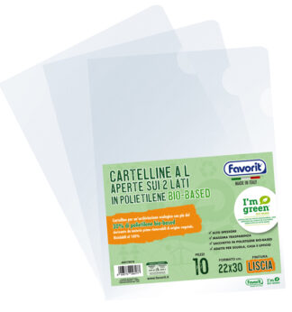 10 cartelline a L 22X30 PE Bio-Based trasparente liscio superior Favorit