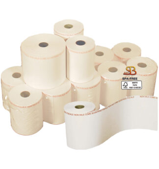 Blister 4 rotoli carta termica adesiva BPA free 60mm x 38mt Ø 82mm per Bilance
