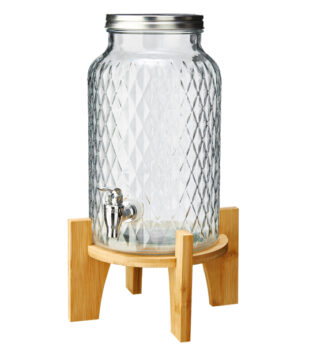 Caraffa in vetro con rubinetto e base in bamboo 5,6L Leone