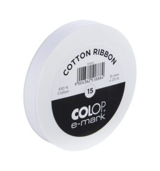 Nastro in cotone E-mark 15mmx25m bianco Colop