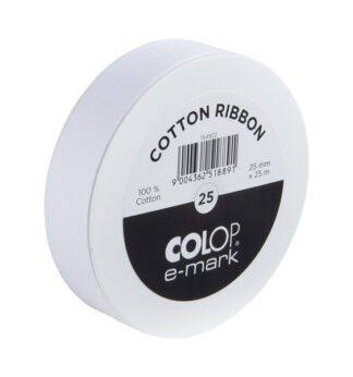 Nastro in cotone E-mark 25mmx25m bianco Colop
