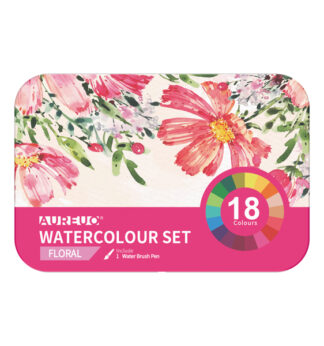 Set 18 demi-godet + pennello brush colori floreali DOM