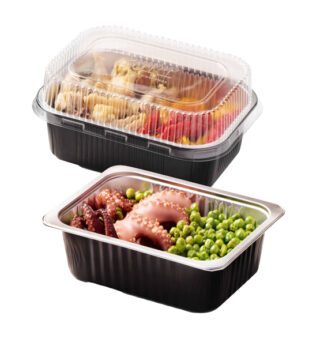 Pack 25 Contenitori alluminio stirato 1 porzione + coperchio in R-PET Cuki