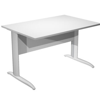 SCRIVANIA LINEARE 140X80cm BIANCO - fianchi grigio alluminio EASY