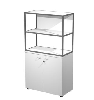 LIBRERIA media metal + arm. basso bianco/bianco/bianco/str.antracite ESSENCE