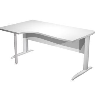 Scrivania Compact Sinistro 160x60/80/100cm BIANCO fianchi GRIGIO ALL. Easy