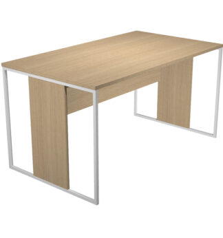 SCRIVANIA SINGOLA 140X80cm ROVERE - gamba BIANCO - ESSENCE