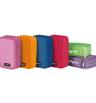Astuccio 3 zip Colors 13x20x7.5cm colori assortiti Colorosa