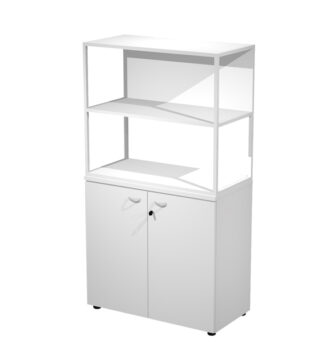 LIBRERIA media metal + arm. basso bianco/bianco/bianco/str.bianca ESSENCE