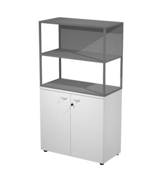 LIBRERIA media metal + arm. basso bianco/bianco/antrac./str.antracite ESSENCE