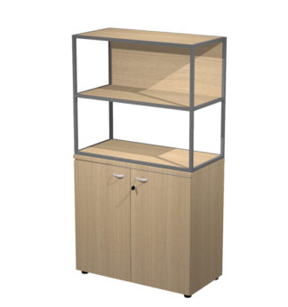 LIBRERIA media metal + arm. basso rovere/rovere/rovere/str.antracite ESSENCE