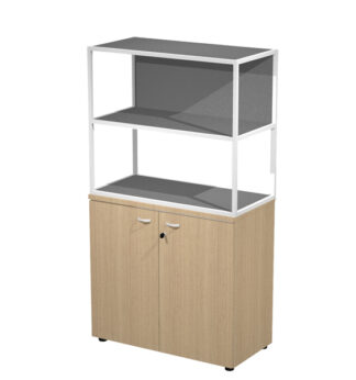 LIBRERIA media metal + arm. basso rovere/rovere/antracite/str.bianca ESSENCE