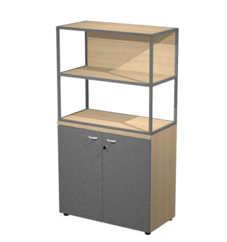 LIBRERIA media metal + arm. basso rovere/antracite/rovere/str.antracite ESSENCE