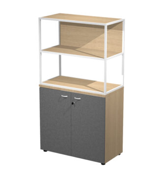 LIBRERIA media metal + arm. basso rovere/antracite/rovere/str.bianca ESSENCE