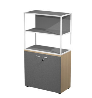LIBRERIA media metal + arm. basso rovere/antracite/antracite/str.bianca ESSENCE