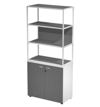 LIBRERIA alta metal + arm. basso bianco/bianco/antracite/str.bianco ESSENCE