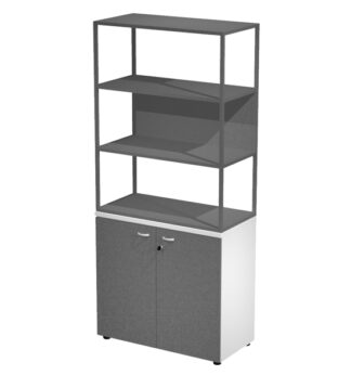 LIBRERIA alta metal + arm. basso bianco/antracite/antracite/str.antrac. ESSENCE