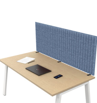 Pannello acustico da scrivania L155xH40cm c/morsetti neri AZZURRO Stripes