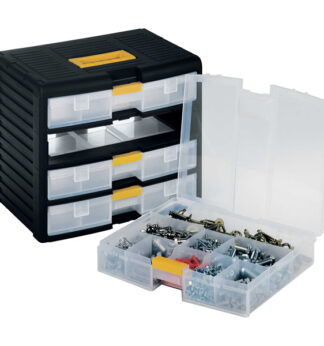 Cassettiera modulare con maniglia 4 cassetti nero trasparente Store-Age