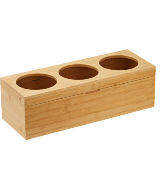 Portabottiglie con tre fori in bamboo Leone