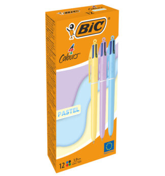 Scatola 12 penna sfera a scatto 4 Colori Pastel 1.0mm BIC®