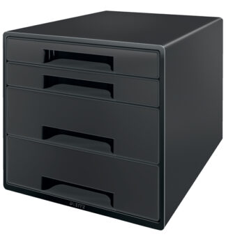 Cassettiera a cubo 4 cassetti nera Leitz Recycle