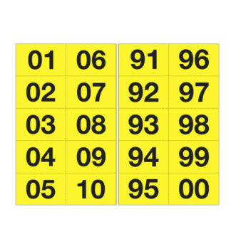 Kit numeri adesivi da 01 a 99 nero/giallo 44x34mm