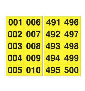 Kit numeri adesivi da 001 a 500 nero/giallo 45 x 24mm