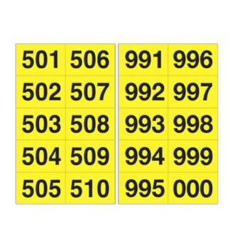 Kit numeri adesivi da 501-999 nero/giallo 45 x 24mm