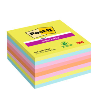Cf. 8pz blocco 450fg. Post-it® Super Sticky 76x76mm 654-8SSRBW colori assortiti