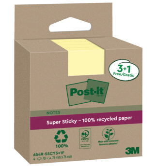 Cf. 3+1pz blocco 70fg Post-it®SuperSticky Green 76x76mm 654R-SSCY3+1 giallo